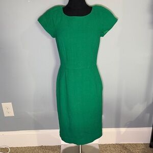 J. Crew Vibrant Green short sleeve sheath Midi Dress